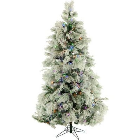 ALMO FULFILLMENT SERVICES LLC Fraser Hill Farm Artificial Christmas Tree - 12 Ft. Flocked Snowy Pine - Multi-Color LED Lighting FFSN012-6SN